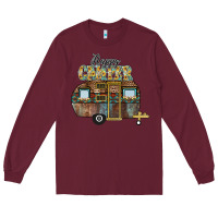 Burgundy Happy Camper Long Sleeve Tee - CowhideDigitalArt