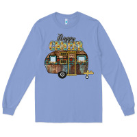 Colony Blue Happy Camper Long Sleeve Tee - CowhideDigitalArt