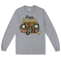 Heather Grey Happy Camper Long Sleeve Tee - CowhideDigitalArt