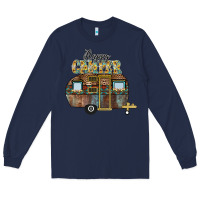 Navy Happy Camper Long Sleeve Tee - CowhideDigitalArt