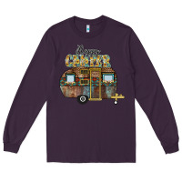 Plum Happy Camper Long Sleeve Tee - CowhideDigitalArt