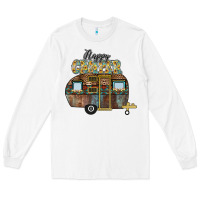 White Happy Camper Long Sleeve Tee - CowhideDigitalArt