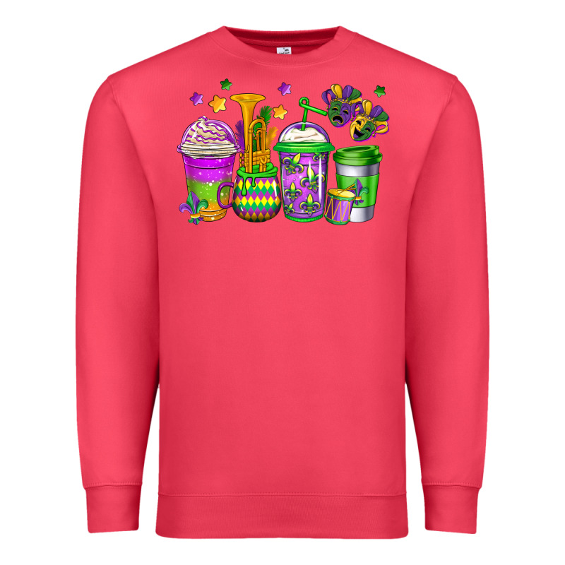Mardi Gras Coffee Cups Premium Sweatshirt by Jasminsmagicworld | Teevron