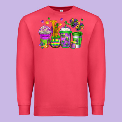 Mardi Gras Coffee Cups Premium Sweatshirt Designed By Jasminsmagicworld
