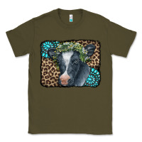 Army Green Floral Cow Leopard Gemstone Classic Tee - CowCowDesign