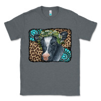 Charcoal Heather Floral Cow Leopard Gemstone Classic Tee - CowCowDesign