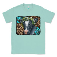 Seafoam Floral Cow Leopard Gemstone Classic Tee - CowCowDesign