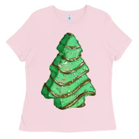 Bubblegum Pink green christmas cake Ladies Tee - FaDigitalArtStudio