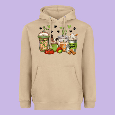 Dog Mom Coffee Heavyweight Hoodie Designed By Jasminsmagicworld