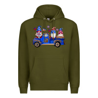 Army Green american flag gnomes truck Premium Hoodie - Artiststas