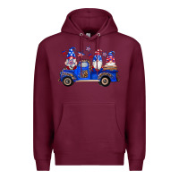 Burgundy american flag gnomes truck Premium Hoodie - Artiststas