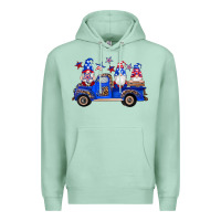 Seafoam american flag gnomes truck Premium Hoodie - Artiststas