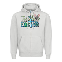 Dove Grey My First Easter Bunny Boy Zipper Hoodie - RanaPortraitStore