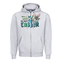 Heather Grey My First Easter Bunny Boy Zipper Hoodie - RanaPortraitStore