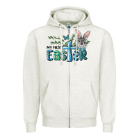 Oatmeal Heather My First Easter Bunny Boy Zipper Hoodie - RanaPortraitStore