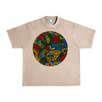 French Oak african fabric pattern round earrings 3 Urban Heavy Tee - BundleAndBundleShop