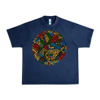 Navy african fabric pattern round earrings 3 Urban Heavy Tee - BundleAndBundleShop