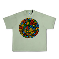 Oil Green african fabric pattern round earrings 3 Urban Heavy Tee - BundleAndBundleShop