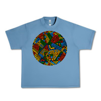 Pebble Blue african fabric pattern round earrings 3 Urban Heavy Tee - BundleAndBundleShop