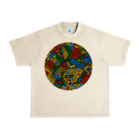 Sandshell african fabric pattern round earrings 3 Urban Heavy Tee - BundleAndBundleShop
