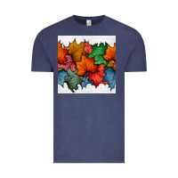 Vintage Denim autumn  leaves seamless pattern Vintage Tee - BundleAndBundleShop