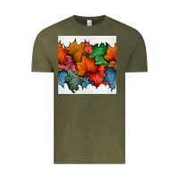 Vintage Olive autumn  leaves seamless pattern Vintage Tee - BundleAndBundleShop