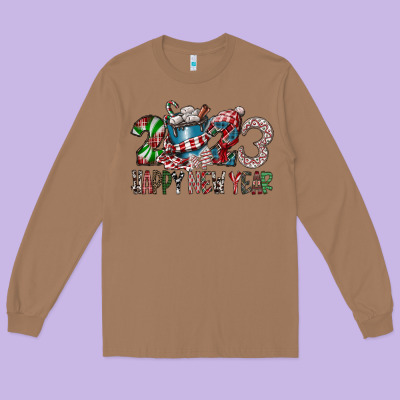 2023 Happy New Year Long Sleeve Tee Designed By Cowhidedigitalart