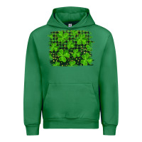 Emerald st patrick's day shamrock and plaid distressed background Urban Hoodie - RanaPortraitStore