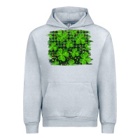 Heather Grey st patrick's day shamrock and plaid distressed background Urban Hoodie - RanaPortraitStore