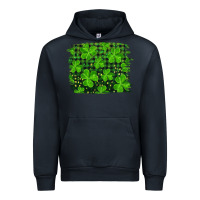 Navy st patrick's day shamrock and plaid distressed background Urban Hoodie - RanaPortraitStore
