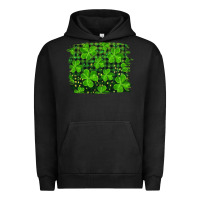 Pigment Black st patrick's day shamrock and plaid distressed background Urban Hoodie - RanaPortraitStore