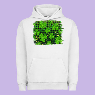 St Patrick's Day Shamrock And Plaid Distressed Background Urban Hoodie Designed By Ranaportraitstore
