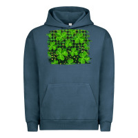 Pigment Midnight Navy st patrick's day shamrock and plaid distressed background Urban Hoodie - RanaPortraitStore