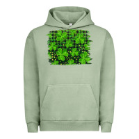 Pigment Oil Green st patrick's day shamrock and plaid distressed background Urban Hoodie - RanaPortraitStore