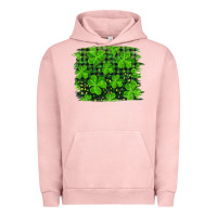 Pigment Salmon st patrick's day shamrock and plaid distressed background Urban Hoodie - RanaPortraitStore