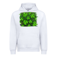White st patrick's day shamrock and plaid distressed background Urban Hoodie - RanaPortraitStore