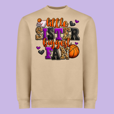 Little Sister Biggest Fan Basketball Heavyweight Sweatshirt Designed By Jasminsmagicworld