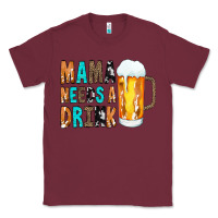 Burgundy Mama Needs a Drink Classic Tee - CowCowDesign