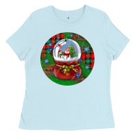 Baby Blue snow globe christmas ornament Ladies Tee - BundleAndBundleShop