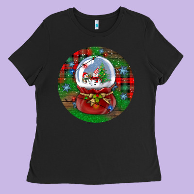Snow Globe Christmas Ornament Ladies Tee Designed By Bundleandbundleshop