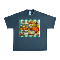 Midnight Navy autumn leaves and pumpkins please mouse pad Urban Heavy Tee - BundleAndBundleShop