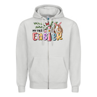 Dove Grey My First Easter Bunny Zipper Hoodie - RanaPortraitStore