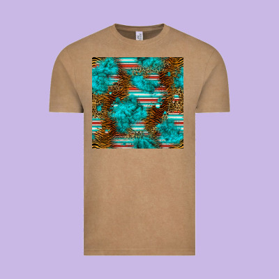 Turquoise Serape Leopard Seamless Pattern Vintage Tee Designed By Bundleandbundleshop