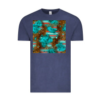 Vintage Denim turquoise serape leopard seamless pattern Vintage Tee - BundleAndBundleShop