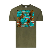 Vintage Olive turquoise serape leopard seamless pattern Vintage Tee - BundleAndBundleShop
