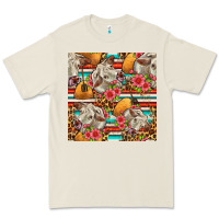 Bone western cow with hay and flowers seamless pattern Premium Tee - FaDigitalArtStudio