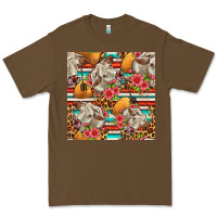 Cacao western cow with hay and flowers seamless pattern Premium Tee - FaDigitalArtStudio