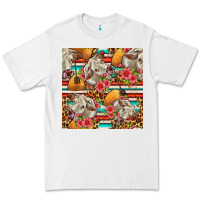 White western cow with hay and flowers seamless pattern Premium Tee - FaDigitalArtStudio