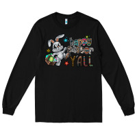 Black Happy Easter Y'all Long Sleeve Tee - CowhideDigitalArt