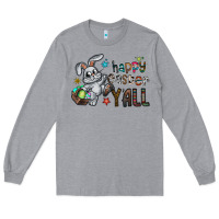 Heather Grey Happy Easter Y'all Long Sleeve Tee - CowhideDigitalArt